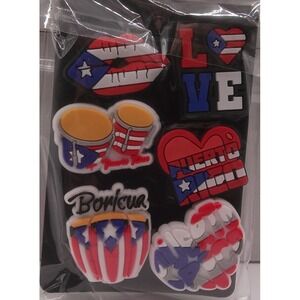 Set of 6 Shoe Charms for Crocs featuring 	Puerto Rico